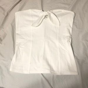 White front tie tube top